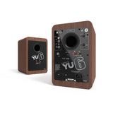 Kanto YU6 200W Powered Bookshelf Speakers with Bluetooth and Phono Preamp - Pair, Walnut with SX26 Black Stand Bundle - 45-Degree Angle