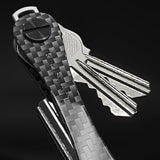 KeySmart Original - Compact Key Holder and Keychain Organiser (Up to 8 Keys) - Carbon Fiber 3K - Rear View