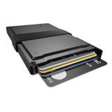 KeySmart Statik Wallet, Holds Up to 15 Cards, Plus Cash, RFID Blocking Technology - Black Aluminum - Front View