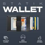 KeySmart Statik Wallet, Holds Up to 15 Cards, Plus Cash, RFID Blocking Technology - Black Aluminum - Top-Down View