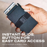 KeySmart Statik Wallet, Holds Up to 15 Cards, Plus Cash, RFID Blocking Technology - Black Aluminum - 45-Degree Angle