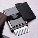 KeySmart Statik Wallet, Holds Up to 15 Cards, Plus Cash, RFID Blocking Technology - Black Aluminum - Rear View