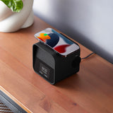 Lexon Oslo Dab & Fm Alarm Clock Radio / Bluetooth Speaker / Wireless Charger - Black - Front View