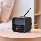 Lexon Oslo Dab & Fm Alarm Clock Radio / Bluetooth Speaker / Wireless Charger - Black - Top-Down View
