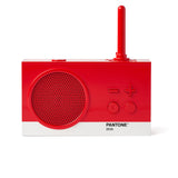 Lexon GIFT Set PANTONE - Includes Mino+ Mini Speaker, Flip Classic Clock, Mina M Lamp, Thykho 3  Speaker - 2035 Red - Side View