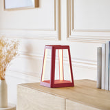 Lexon Lantern Portable Lamp With Built-In Wireless Charger - Red - 45-Degree Angle