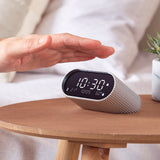 Lexon Ray Clock Lcd Alarm Clock With Temperature / Humidity Display - Alu Polish - Side View