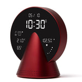Lexon Conic Radio Alarm Clock With Fm & Built-In Bluetooth Speaker - Red - Side View