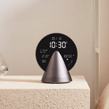 Lexon Conic Radio Alarm Clock With Fm & Built-In Bluetooth Speaker - Grey - Front View