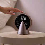 Lexon Conic Radio Alarm Clock With Fm & Built-In Bluetooth Speaker - Grey - Rear View