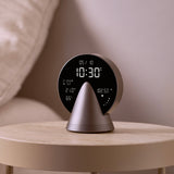 Lexon Conic Radio Alarm Clock With Fm & Built-In Bluetooth Speaker - Grey - Low Angle
