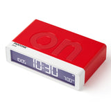 Lexon Flip Classic Reversible Alarm Clock PANTONE - 2035 Red - Side View