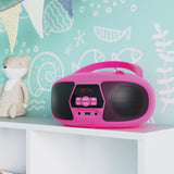 Majority Oakcastle BX200 Portable Bluetooth CD Player - Pink - Front View