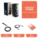 Majority PS200 - Party Speaker 80w Bluetooth Karaoke-DJ-Party-PA System - Black - Top-Down View