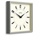 Newgate Jones Box Wall Clock Grey - Front View