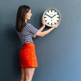 Newgate Luggage Wall Clock Galvanised Blue Hands - Side View