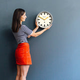 Newgate Luggage Wall Clock Galvanised Yellow Hands - Side View