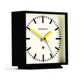 Newgate Amp Mantel Clock Black With Yellow Hands - Front View