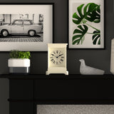 Newgate Time Lord Mantel Clock Matte Linen White - Side View