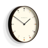 Newgate Mr Clarke Clock Dark Wood Dot Dial 40 - Front View