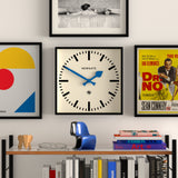 Newgate Number Five Wall Clock Black Blue Hands - Side View