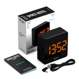 Newgate Space Hotel Orbatron Alarm Clock Black Case - Black Lens - Orange Led - Top-Down View