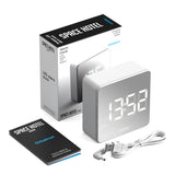 Newgate Space Hotel Orbatron Alarm Clock White Case - Silver Lens - White Led - Top-Down View
