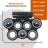 3rd Avenue Roll Up Drum Kit - Top-Down View