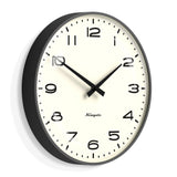 Newgate Radio City Wall Clock Black Arabic Dial - Matte Blizzard Grey - Front View