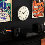 Newgate Radio City Wall Clock Black Arabic Dial - Matte Blizzard Grey - Top-Down View