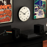 Newgate Radio City Wall Clock Black Arabic Dial - Matte Black - 45-Degree Angle