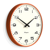 Newgate Radio City Wall Clock Black Arabic Dial - Matte Pumpkin Orange - Front View
