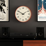 Newgate Radio City Wall Clock Black Arabic Dial - Matte Pumpkin Orange