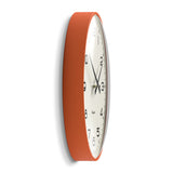 Newgate Radio City Wall Clock Black Arabic Dial - Matte Pumpkin Orange - Top-Down View