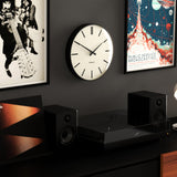 Newgate Radio City Wall Clock Bold Black Marker Dial - Matte Black - Top-Down View