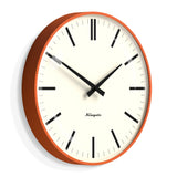 Newgate Radio City Wall Clock Bold Black Marker Dial.- Matte Pumpkin Orange - Front View