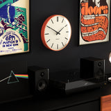 Newgate Radio City Wall Clock Bold Black Marker Dial.- Matte Pumpkin Orange - Top-Down View