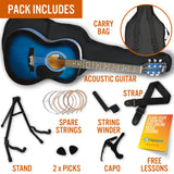 3rd Avenue Acoustic Guitar Premium Pack - Blueburst - 45-Degree Angle