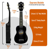 3rd Avenue Soprano Ukulele - Black - Extra Image