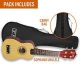 3rd Avenue Soprano Ukulele - Natural - 45-Degree Angle