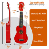 3rd Avenue Soprano Ukulele - Red - Extra Image