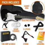 3rd Avenue Electric Guitar Pack - Black - Rear View
