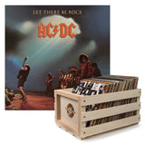 Crosley Record Storage Crate AC/DC Let there Be Rock Vinyl Album Bundle