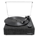 Victrola Eastwood II Turntable - Black + Bundled Crosley Record Storage Display Stand - Side View