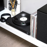 Victrola Hi-Res Onyx INT Turntable + Crosley Soho Turntable Stand - Natural - Top-Down View