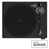 Victrola Stream Onyx Turntable + Crosley Soho Turntable Stand - Natural - Front View