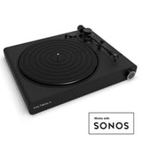 Victrola Stream Onyx Turntable + Crosley Soho Turntable Stand - Natural - 45-Degree Angle
