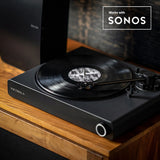 Victrola Stream Onyx Turntable + Crosley Soho Turntable Stand - Natural - Rear View