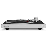Victrola Hi-Res Carbon Turntable + Crosley Soho Turntable Stand - Natural - Top-Down View