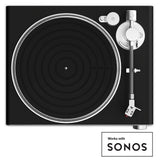 Victrola Stream Carbon Turntable + Crosley Soho Turntable Stand - Natural - Front View